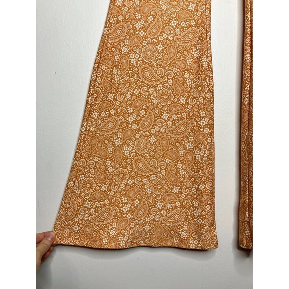 Forever 21 Women's Small Orange Paisley Hippie Boho Bell Bottoms Leggings NEW - Picture 5 of 10